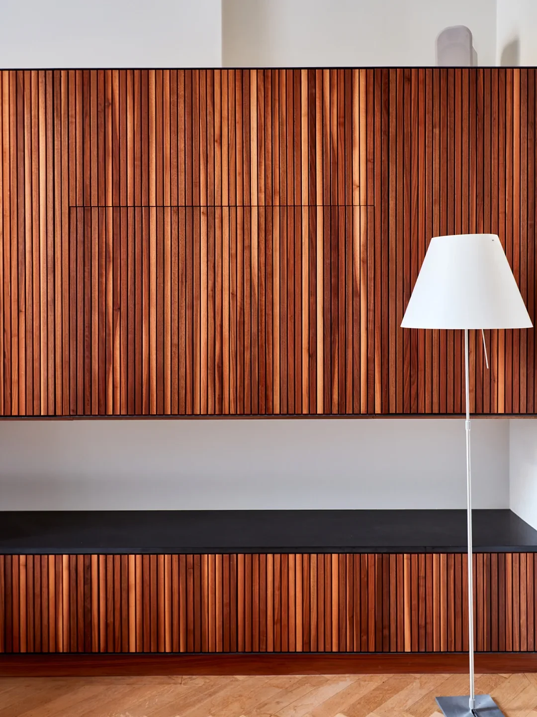 slatted wood cabinet