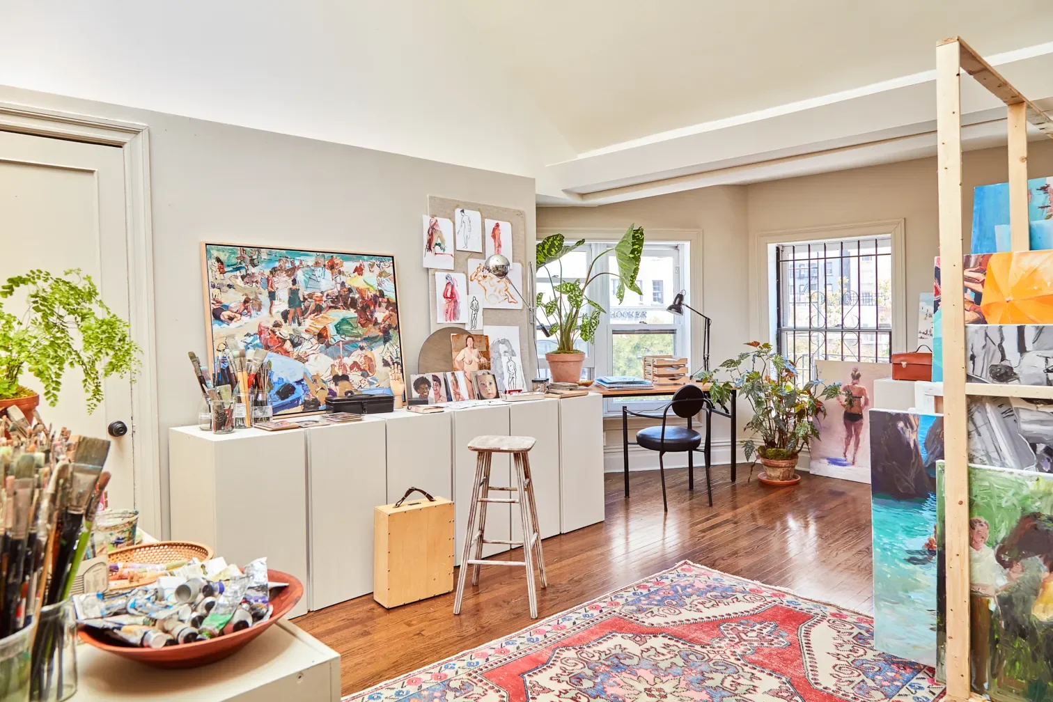beige painted art studio
