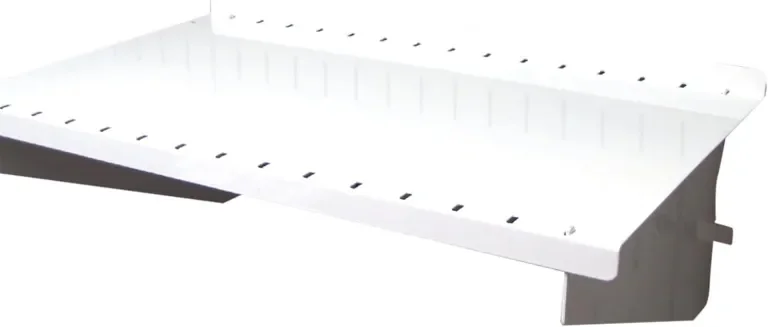 white pegboard wall shelf